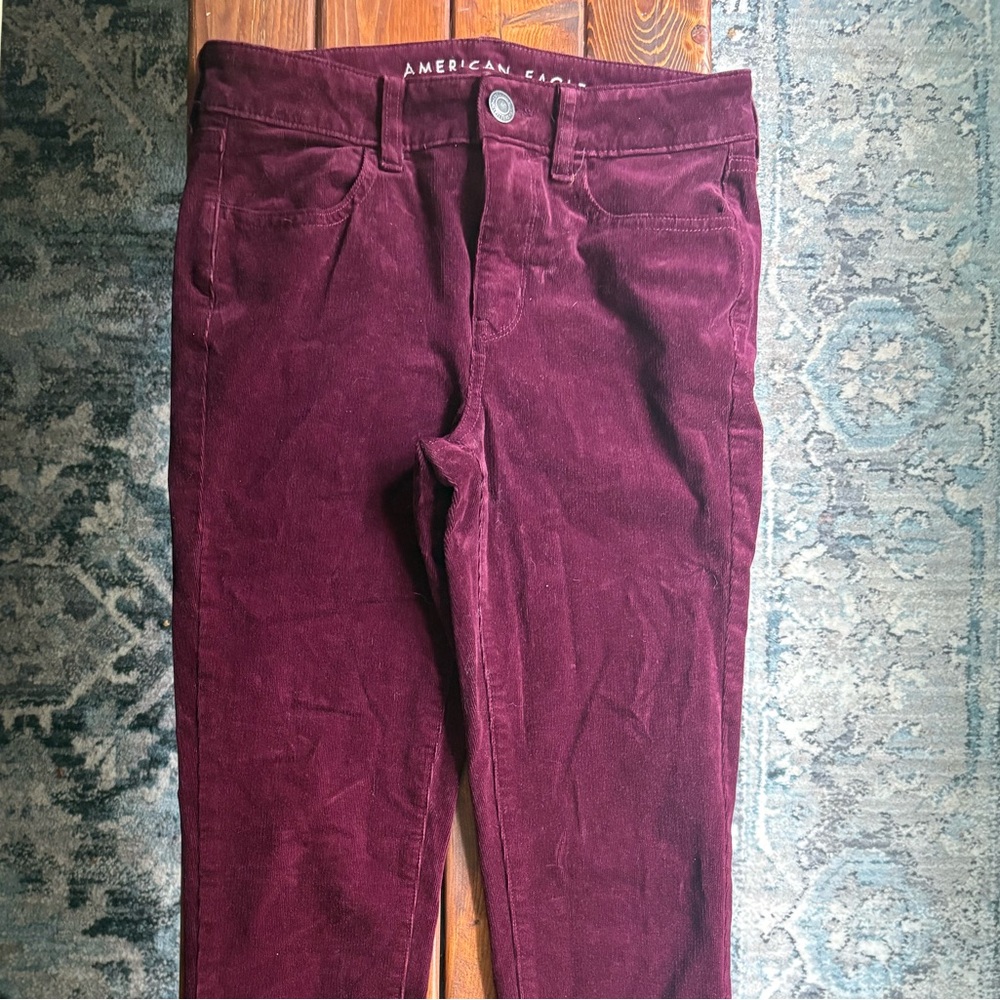 Women's Corduroy High Rise Jeggings in Maroon